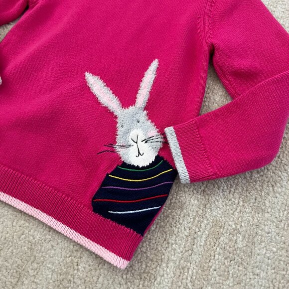Joules Girls GeeGee Bunny Pink Cotton Jumper Sweater 5 - Picture 3 of 9